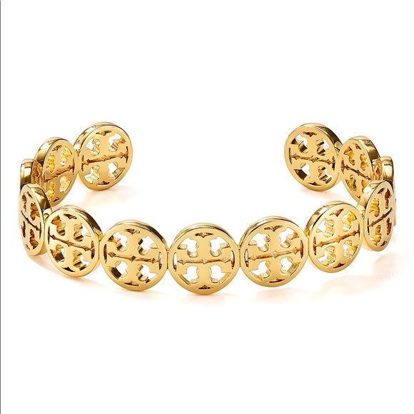 Tory Burch Gold Logo Cuff Shiny Brass Bracelet NEW - Picture 6 of 6